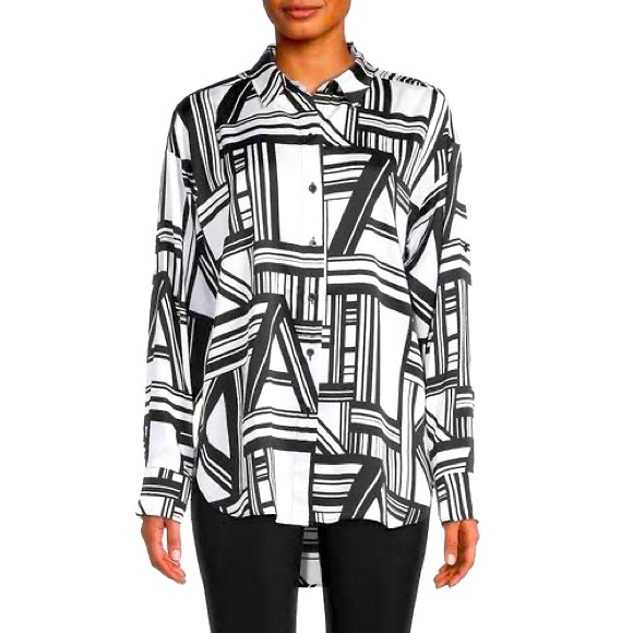 Karl Lagerfeld Tops - Karl Lagerfeld Black and White Button Down Shirt